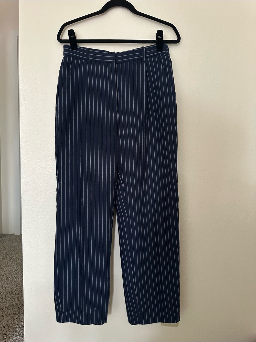 Abercrombie & Fitch Navy Pinstripe Dress Trousers